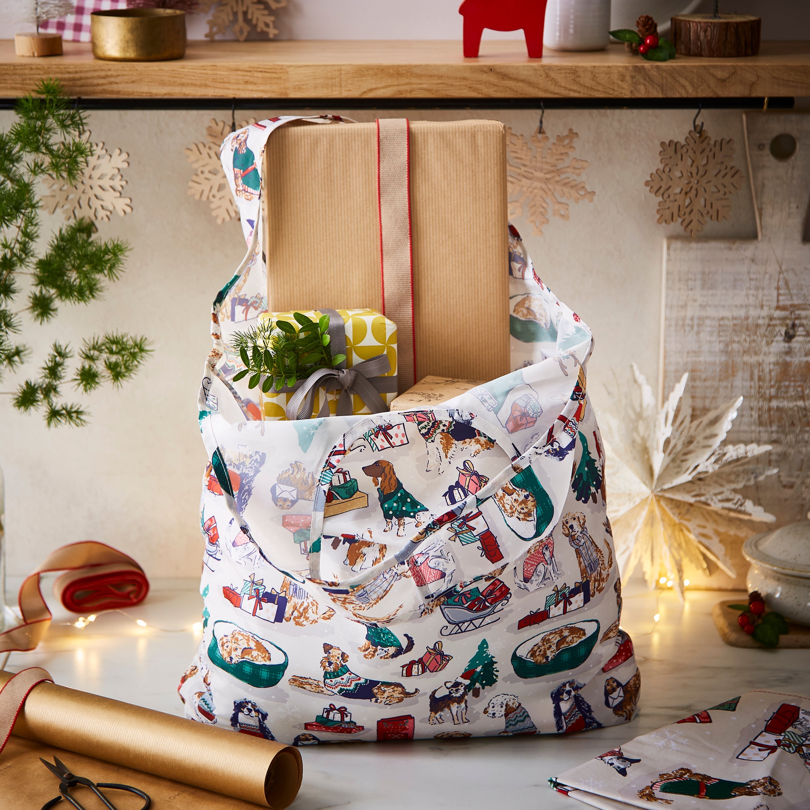 Sac fourre-tout pliable Merry Mutts, taille moyenne, couleur naturelle