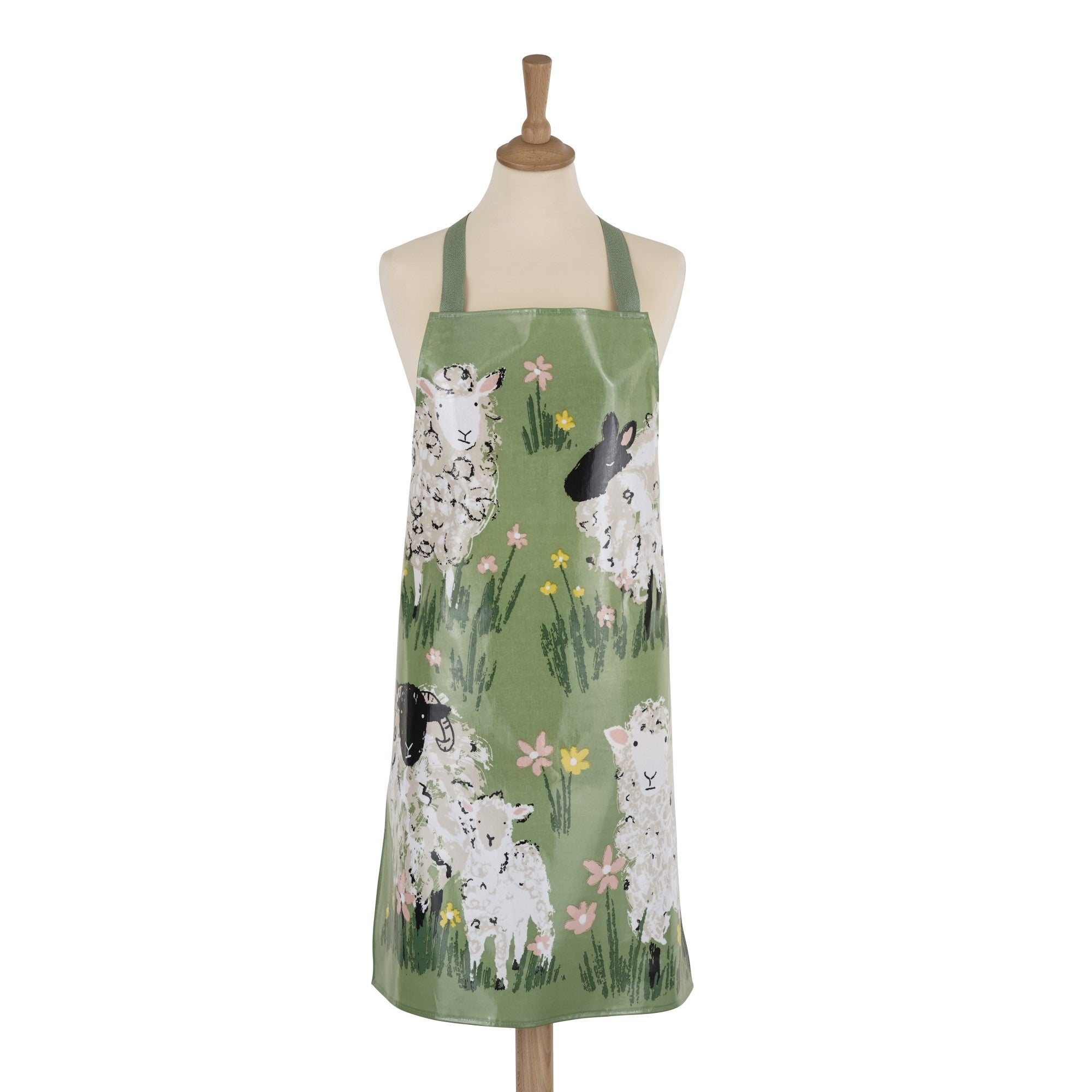 Tablier en PVC vert à motif mouton laineux