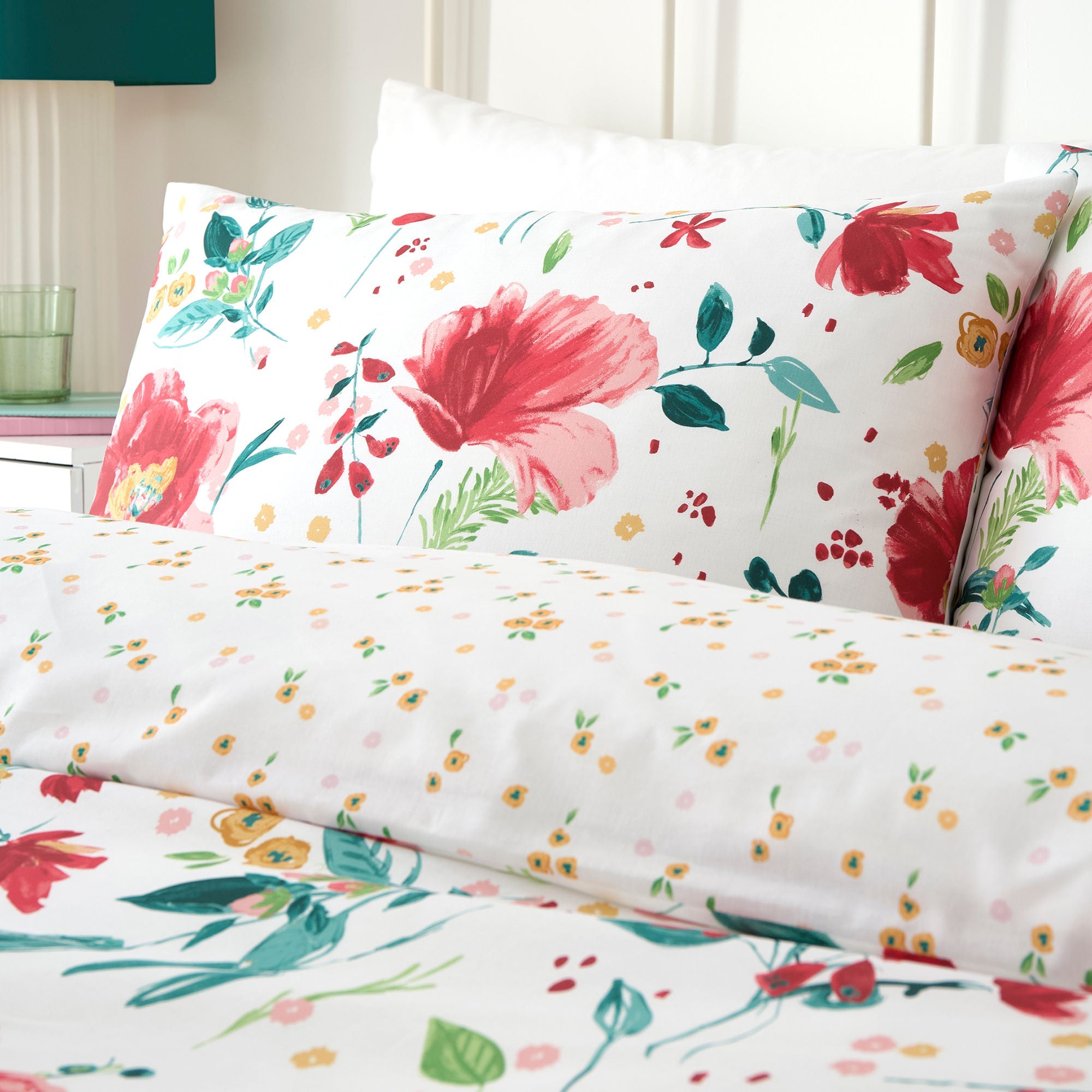 Parure de lit à motif coquelicot abstrait rouge