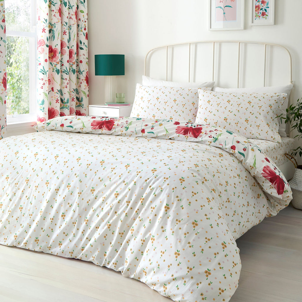 Parure de lit à motif coquelicot abstrait rouge