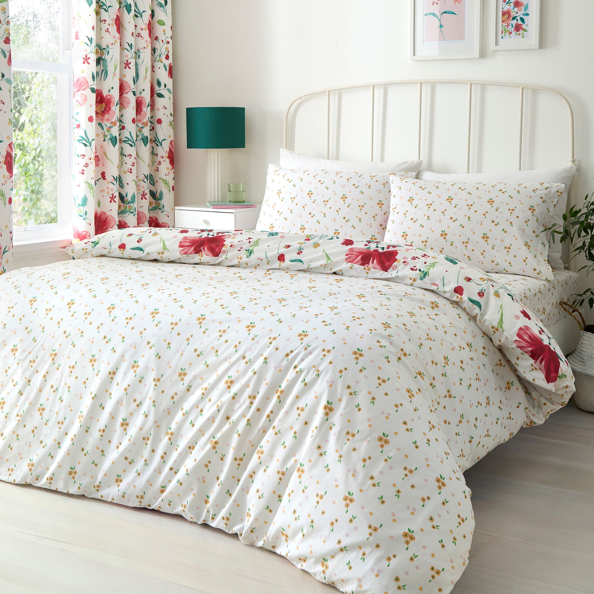 Parure de lit à motif coquelicot abstrait rouge