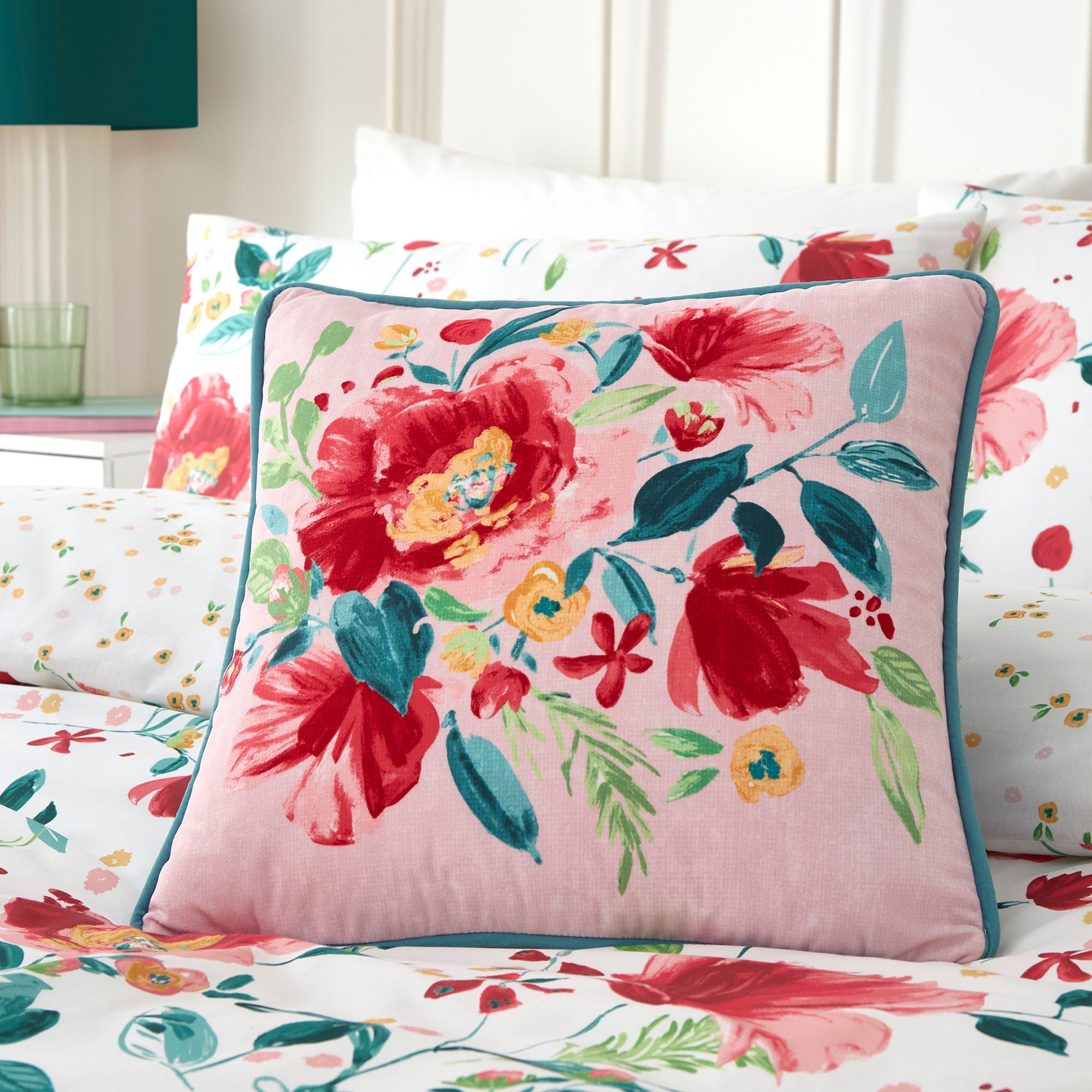 Coussin abstrait Coquelicot rouge 43 x 43 cm