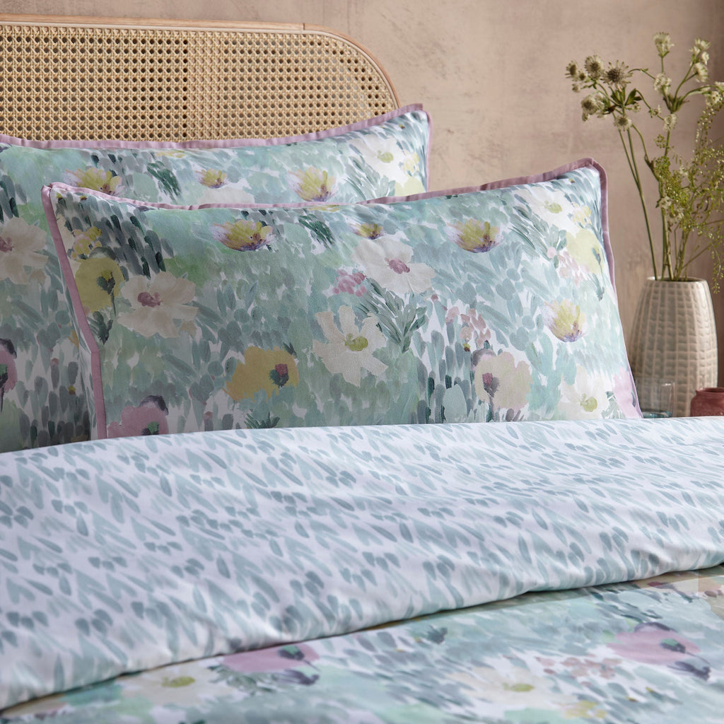 Parure de lit à motif floral abstrait vert