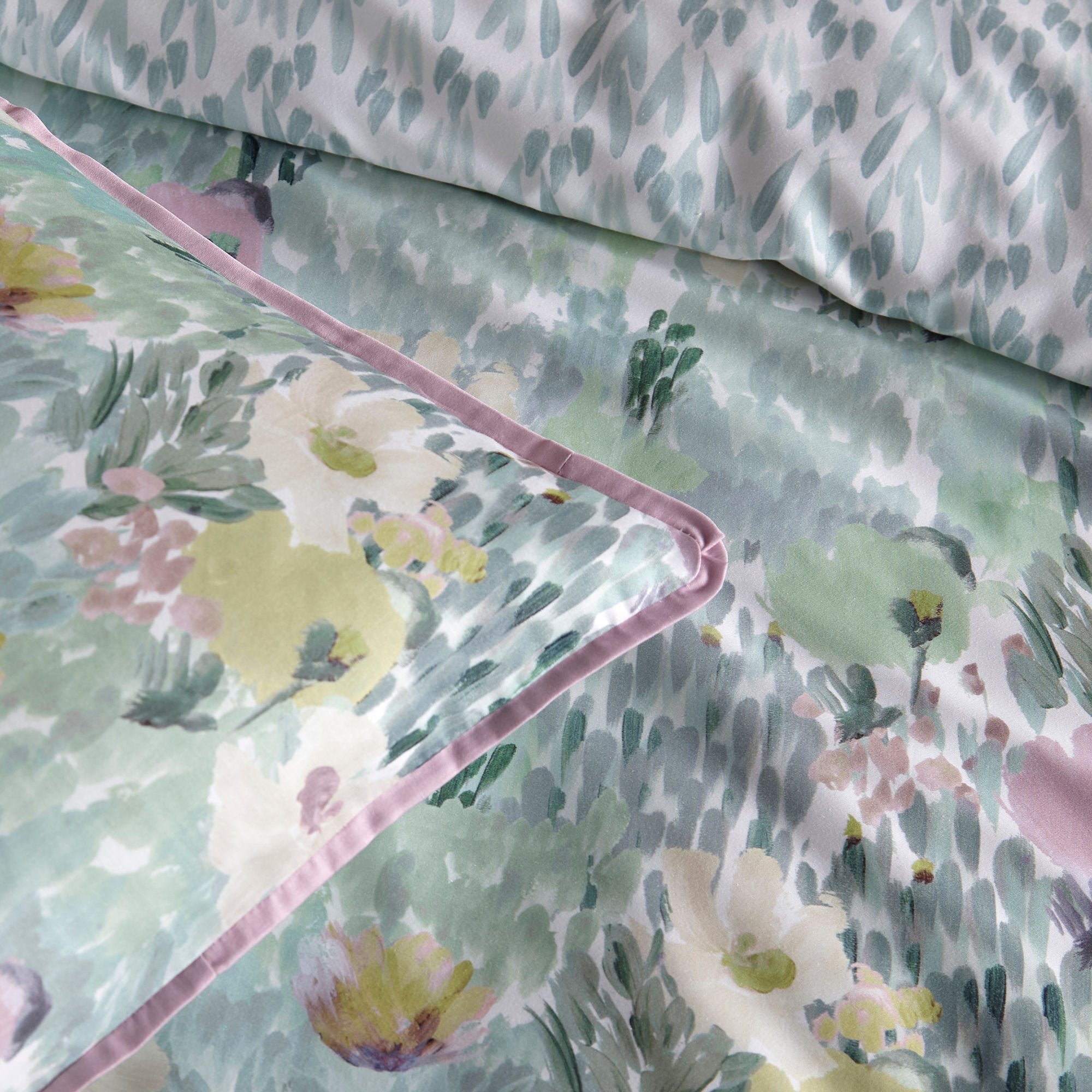 Parure de lit à motif floral abstrait vert