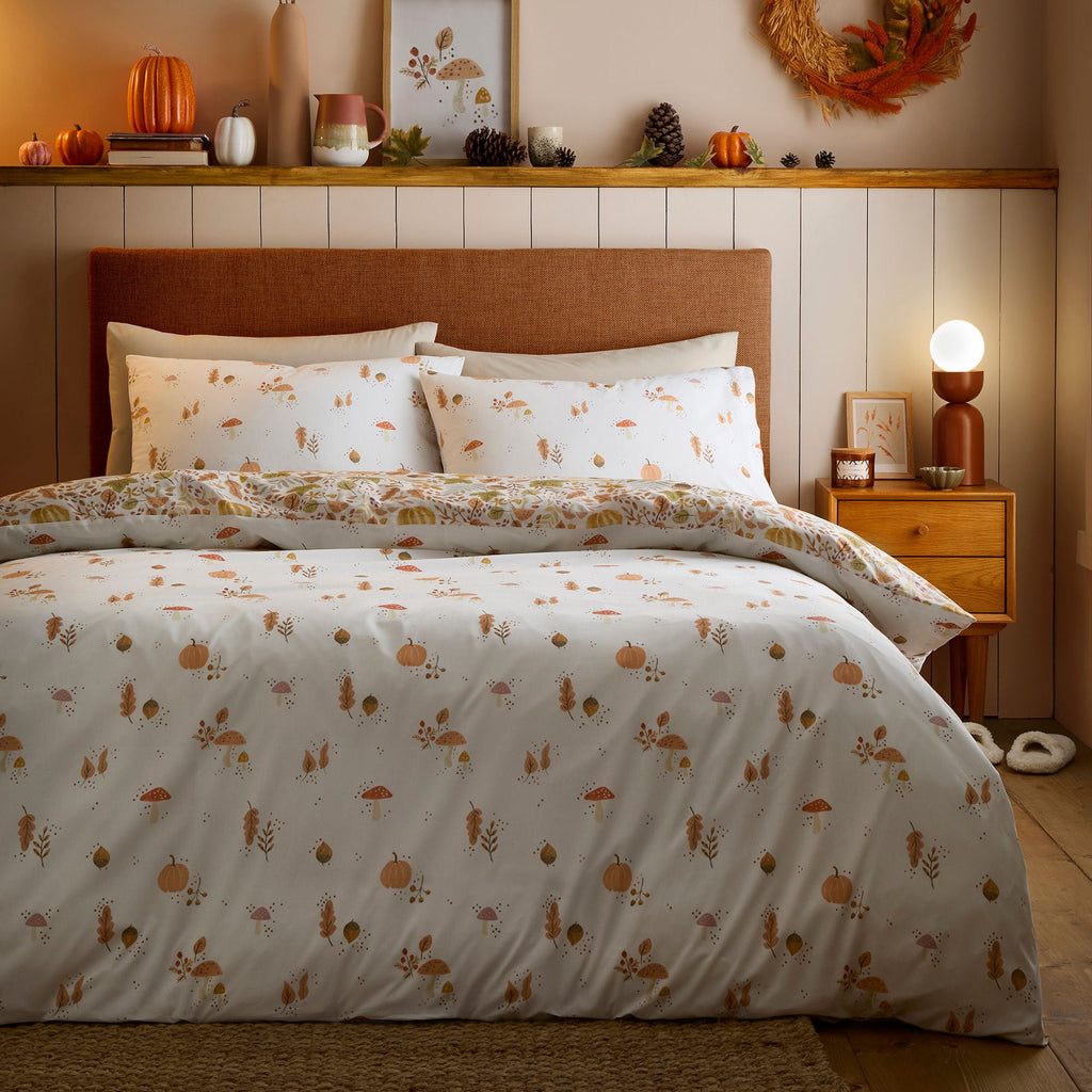 Parure de lit motif feuillage d'automne naturel