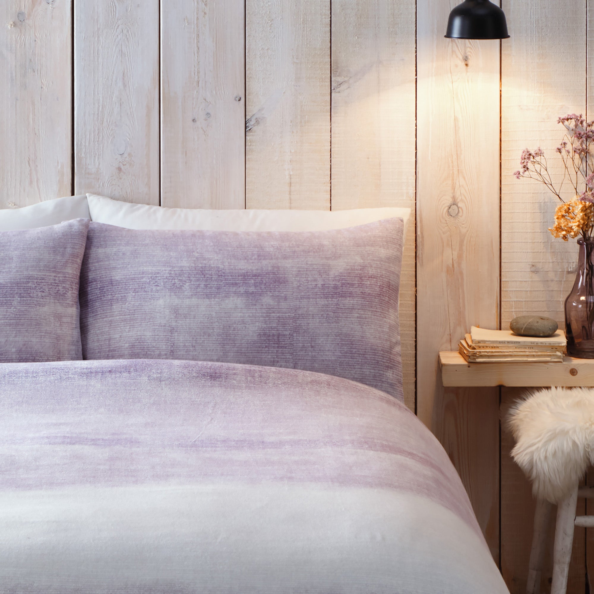 Parure de lit à rayures Anson couleur mauve