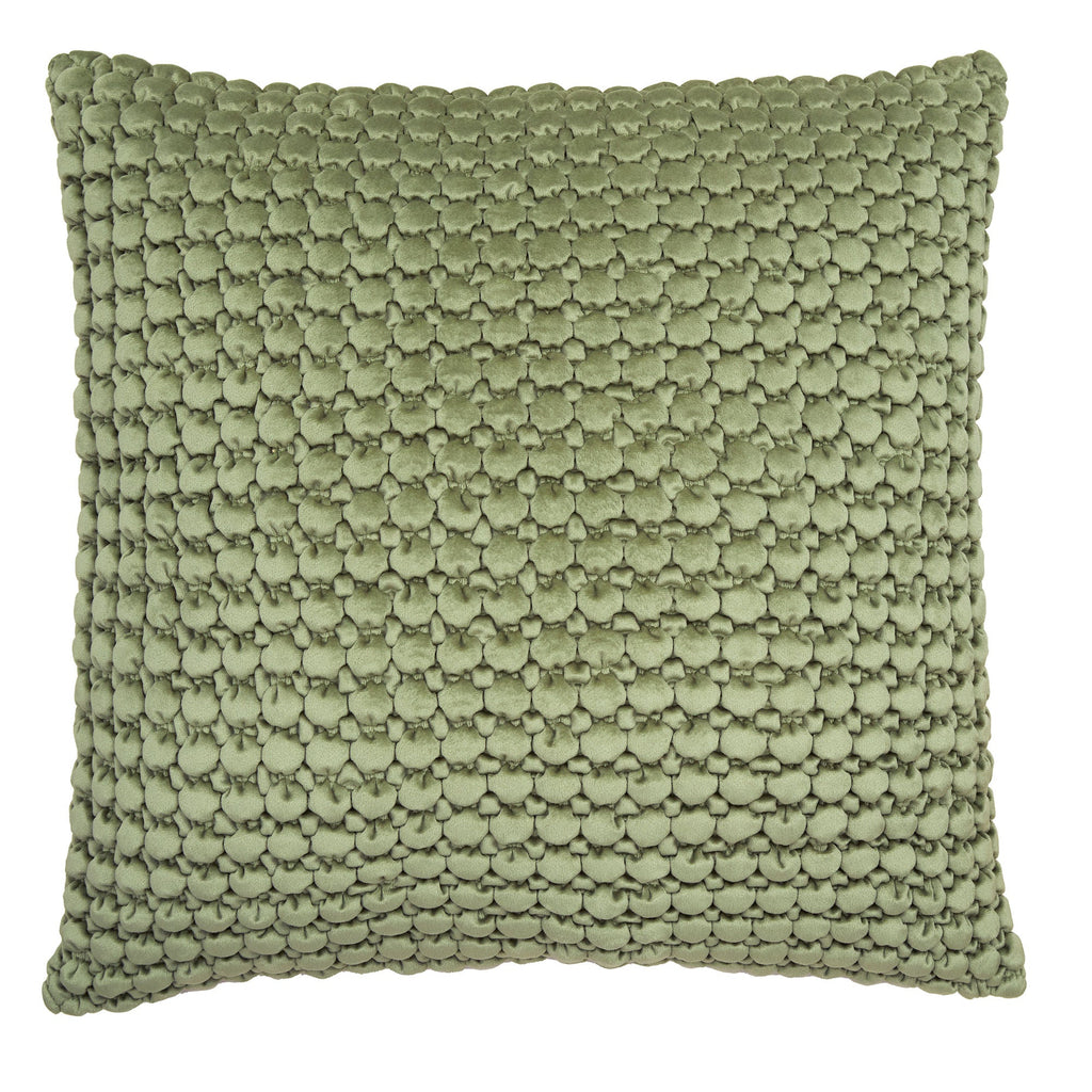 Coussin à pompons couleur olive 55 x 55 cm