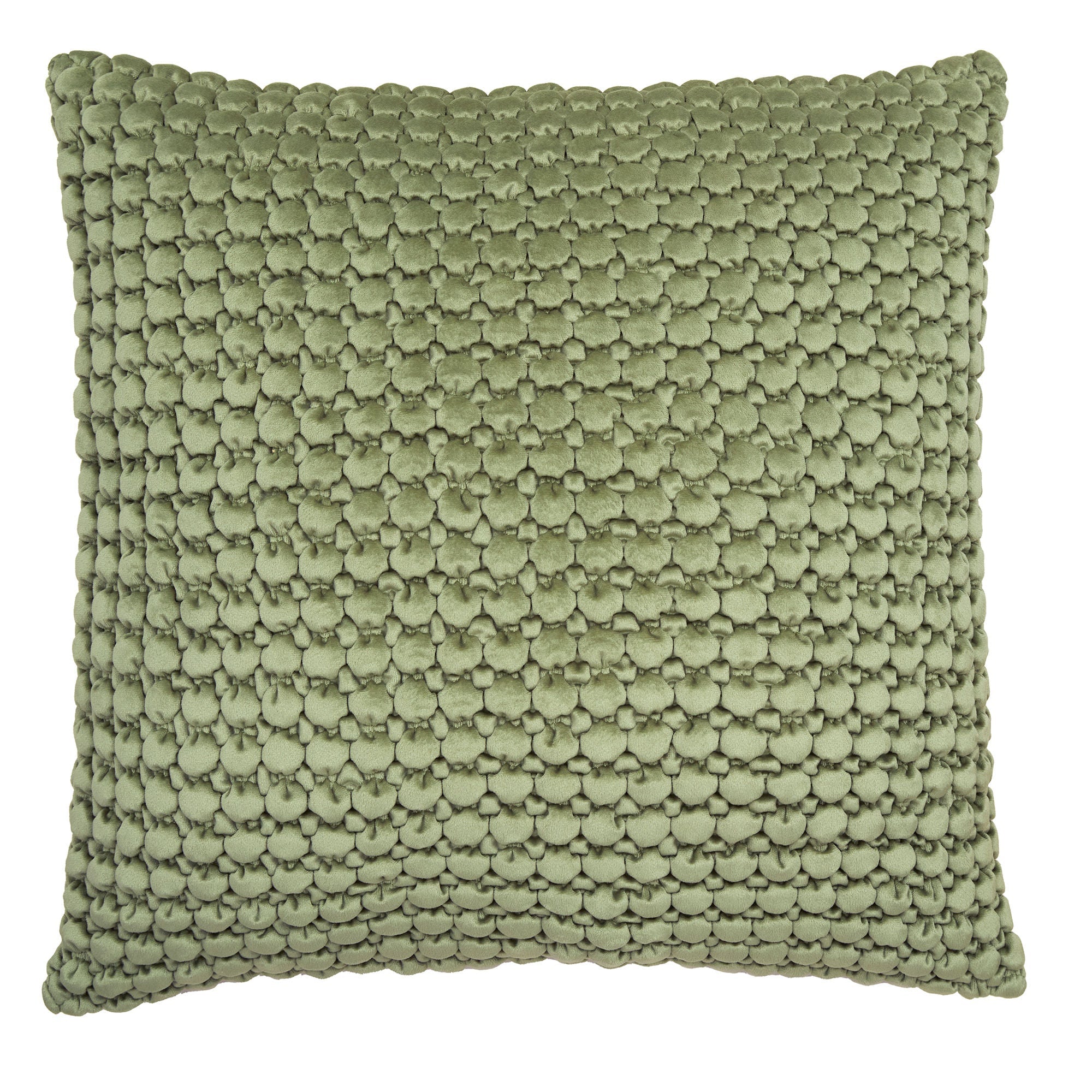 Coussin à pompons couleur olive 55 x 55 cm