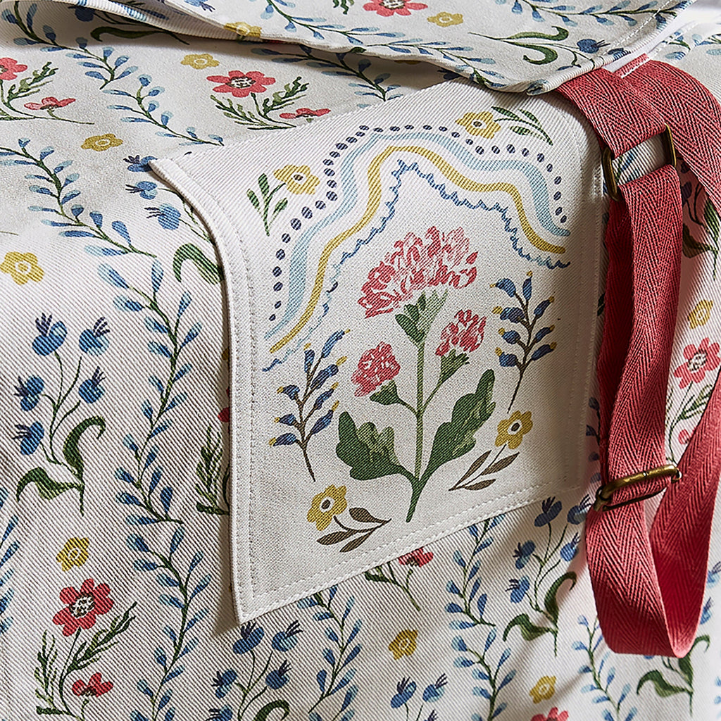 Tablier bohème fleuri en coton multicolore