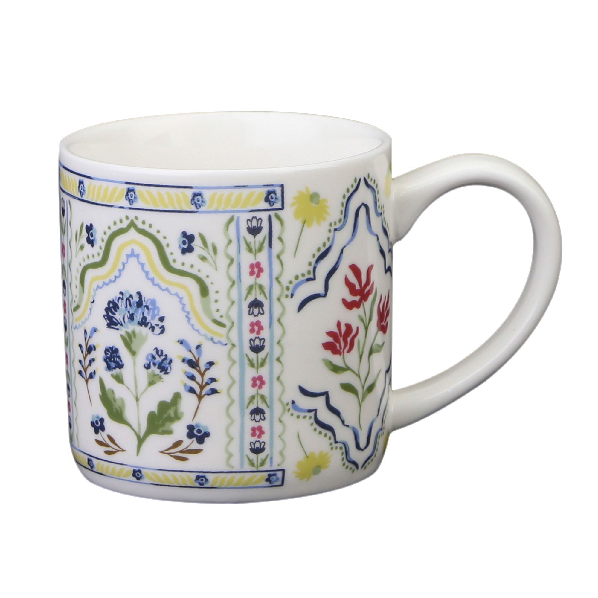 Mug en porcelaine fine à motif floral bohème multicolore