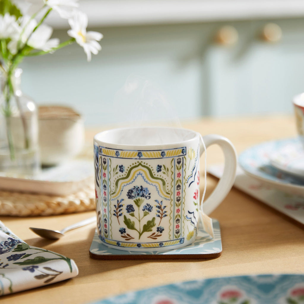 Mug en porcelaine fine à motif floral bohème multicolore