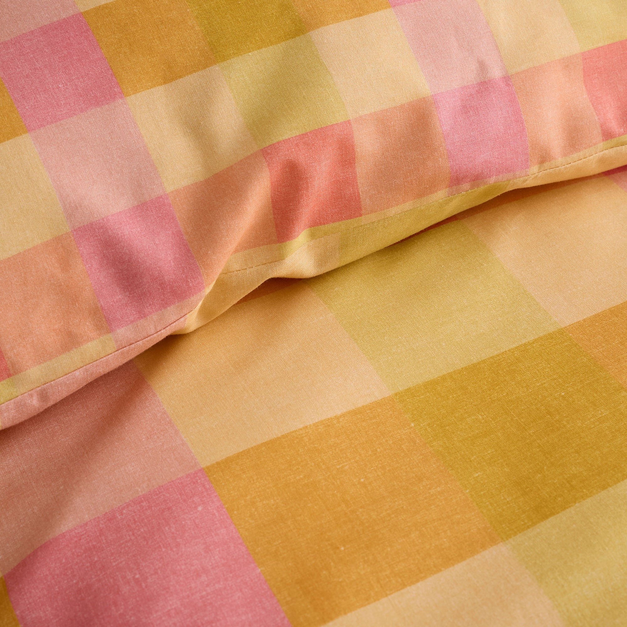 Parure de lit à carreaux orange