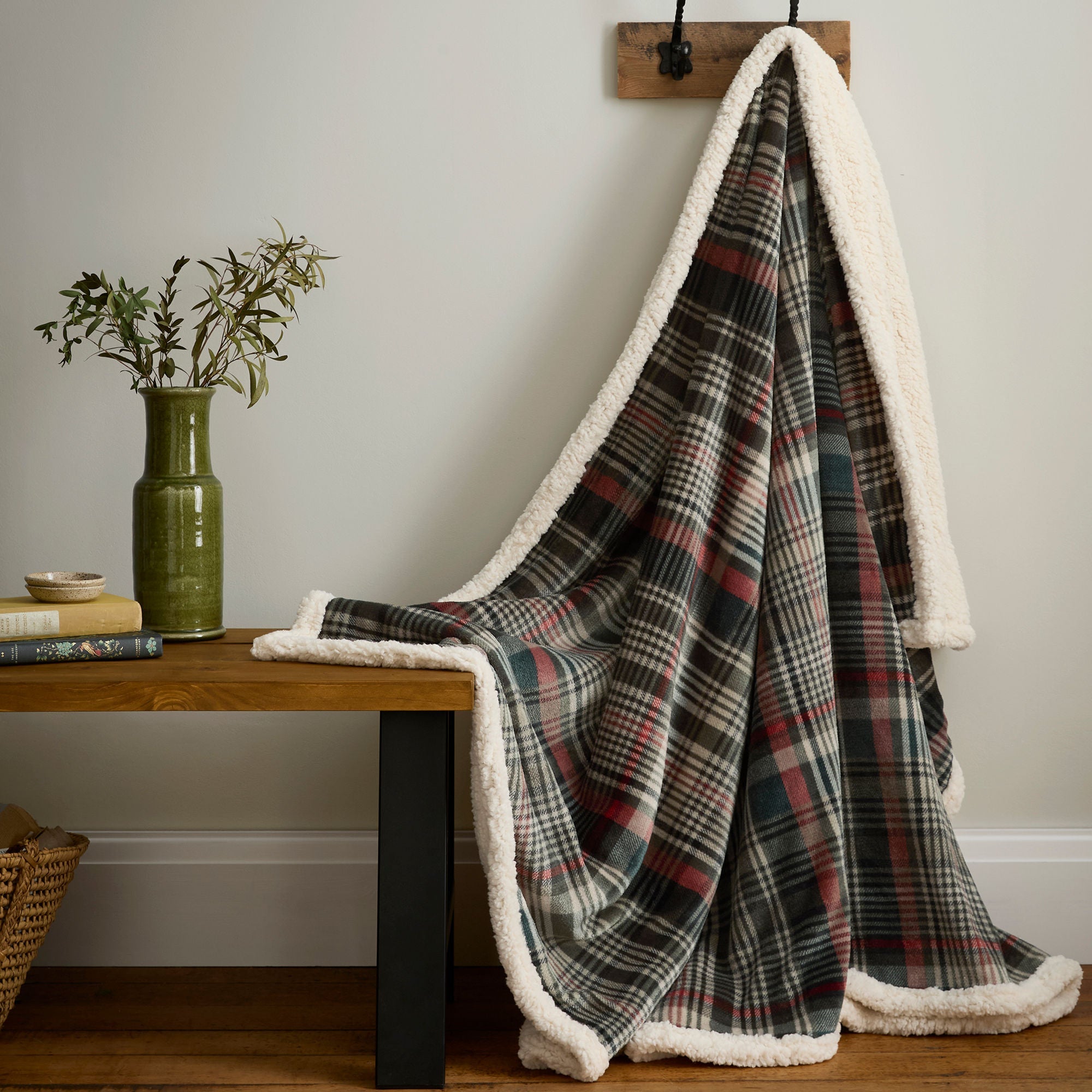 Plaid à carreaux Bennet vert 150 x 200 cm