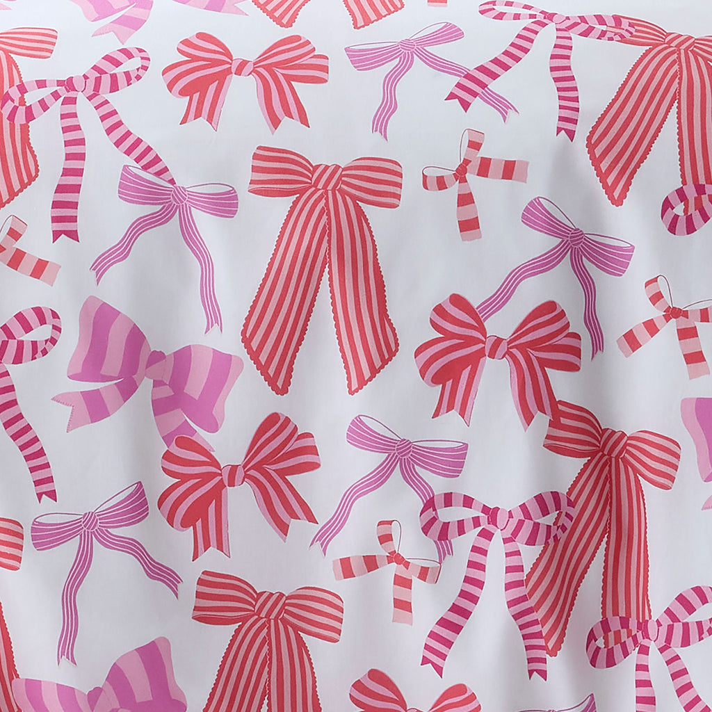 Parure de lit à nœuds et rayures rose