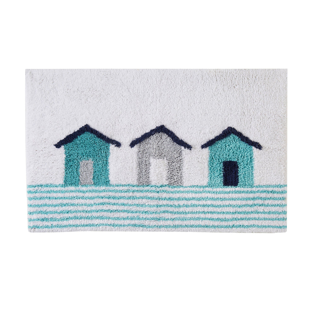 Tapis de bain cabanes de plage bleu 50 x 80 cm