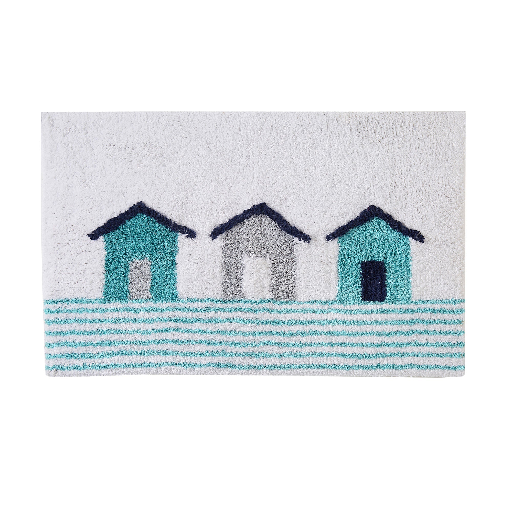 Tapis de bain cabanes de plage bleu 50 x 80 cm