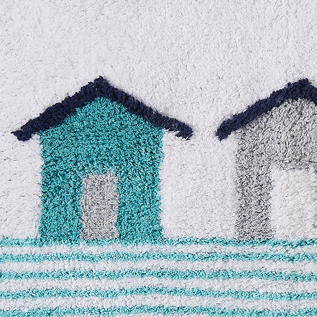 Tapis de bain cabanes de plage bleu 50 x 80 cm