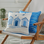 Coussin d'extérieur Beach Huts bleu 43 x 43 cm