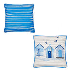 Coussin d'extérieur Beach Huts bleu 43 x 43 cm