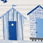 Coussin d'extérieur Beach Huts bleu 43 x 43 cm