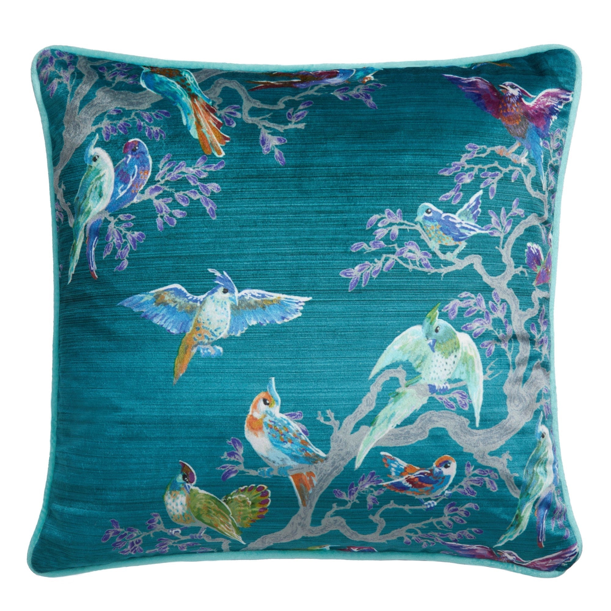 Coussin Birdity Absurdity bleu 43 x 43 cm