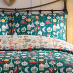 Parure de lit verte à motifs de Noël