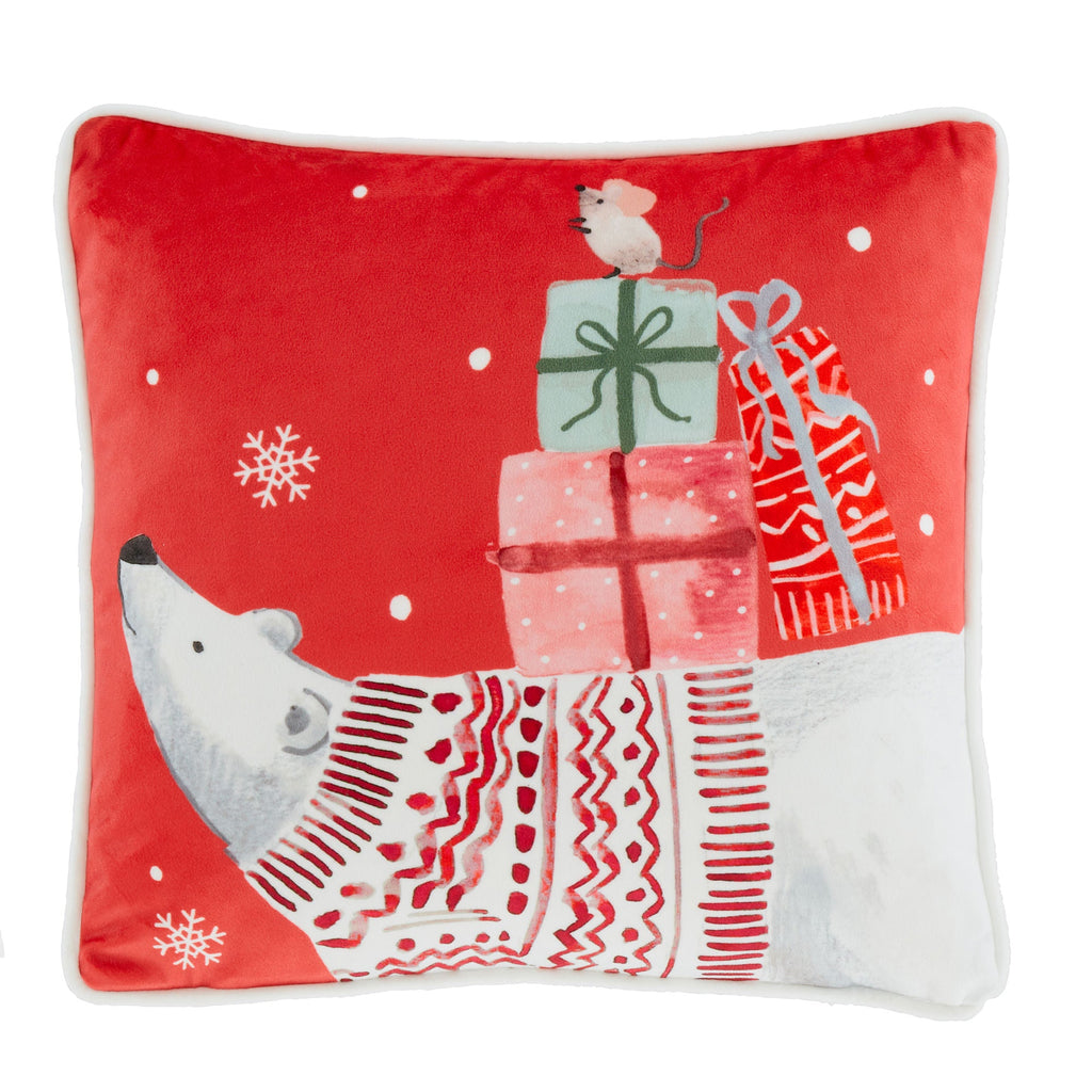 Coussin de Noël Animaux de la forêt rouge 43 x 43 cm