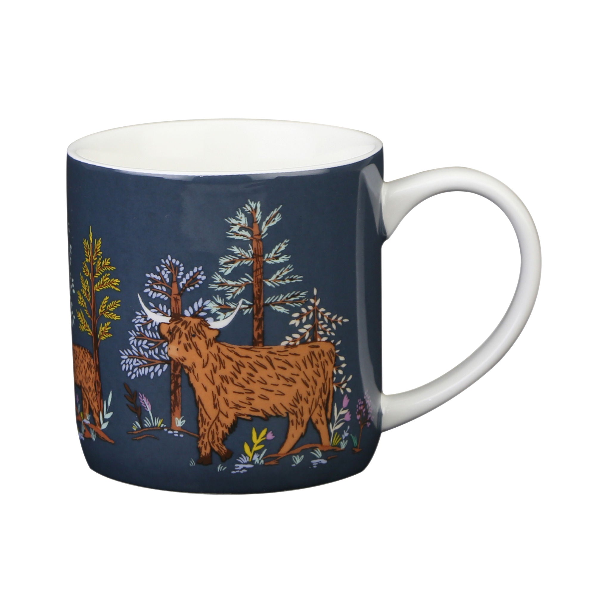 Mug en porcelaine fine Connie la vache, bleu marine
