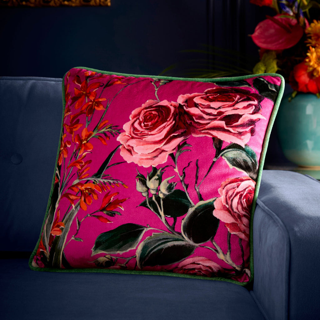 Coussin Cotswold Fantasia Dawn rose 43 x 43 cm