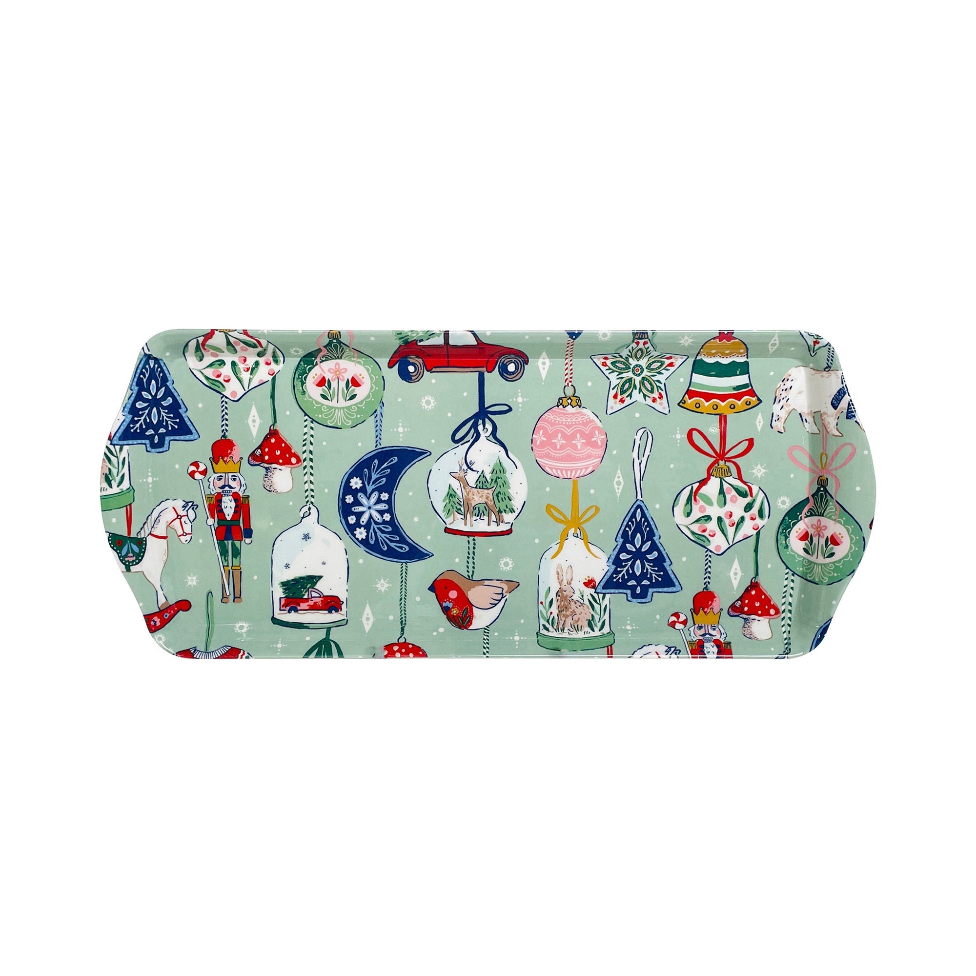 Petit plateau de service multicolore décoré pour Noël