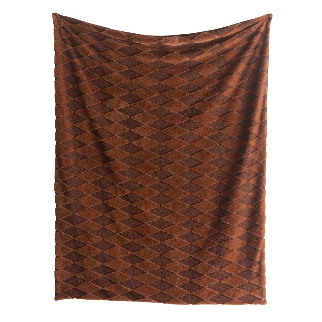 Plaid Cosy Diamond couleur chocolat 150 x 200 cm