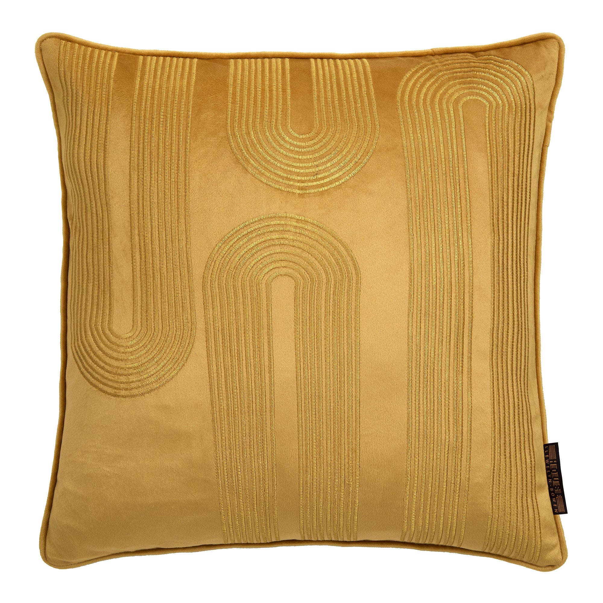Coussin brodé Diva couleur ocre 43 x 43 cm