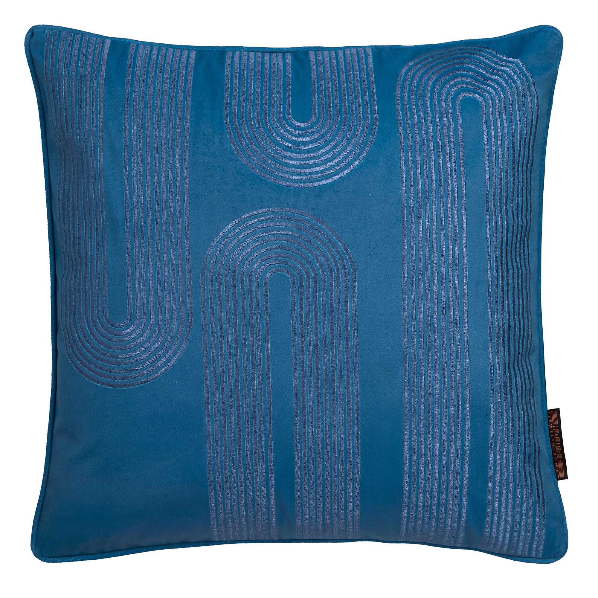 Coussin brodé Diva couleur sarcelle 43 x 43 cm