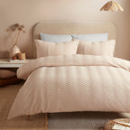 Parure de lit à motif courbe en relief, couleur naturelle