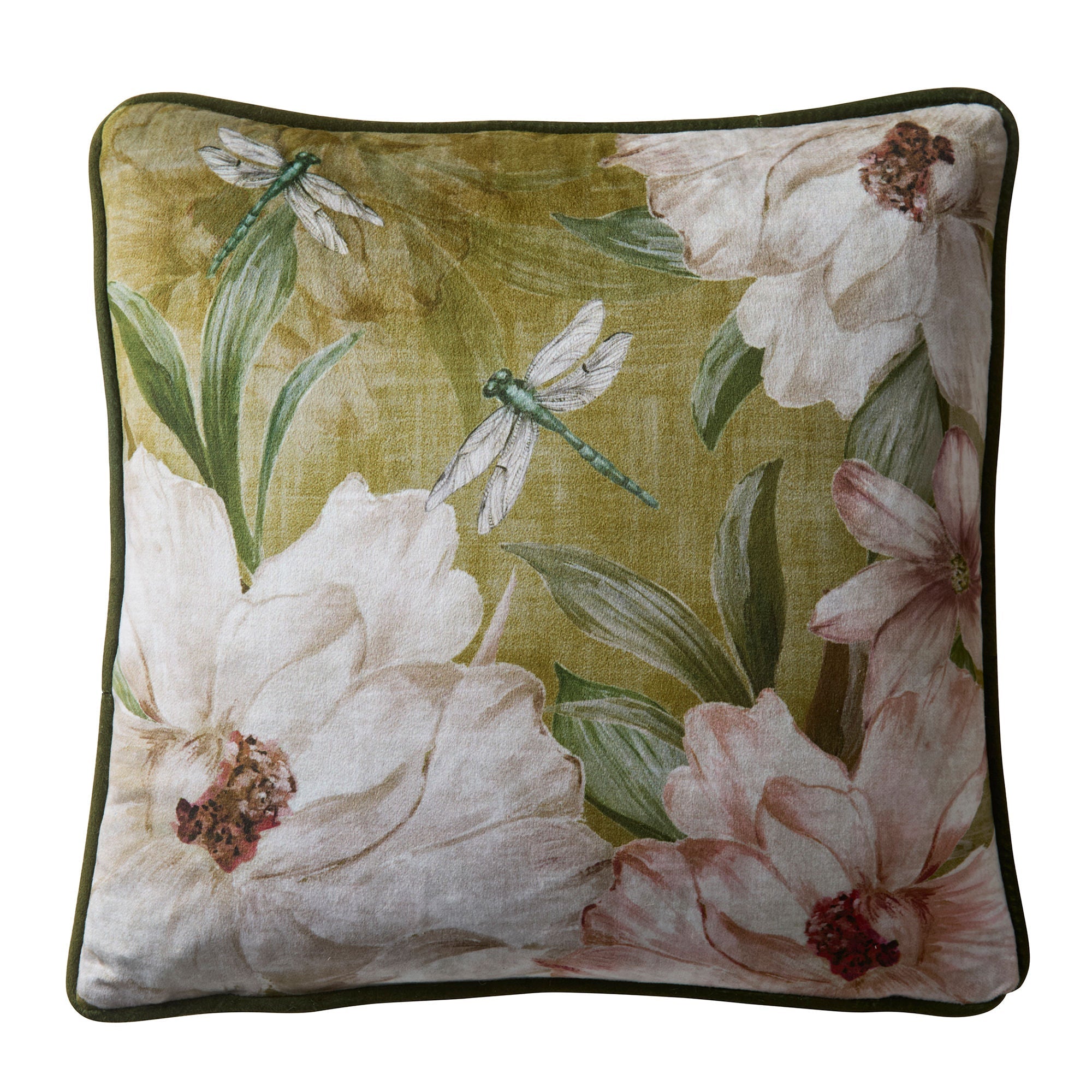 Coussin Fiorella couleur olive 43 x 43 cm