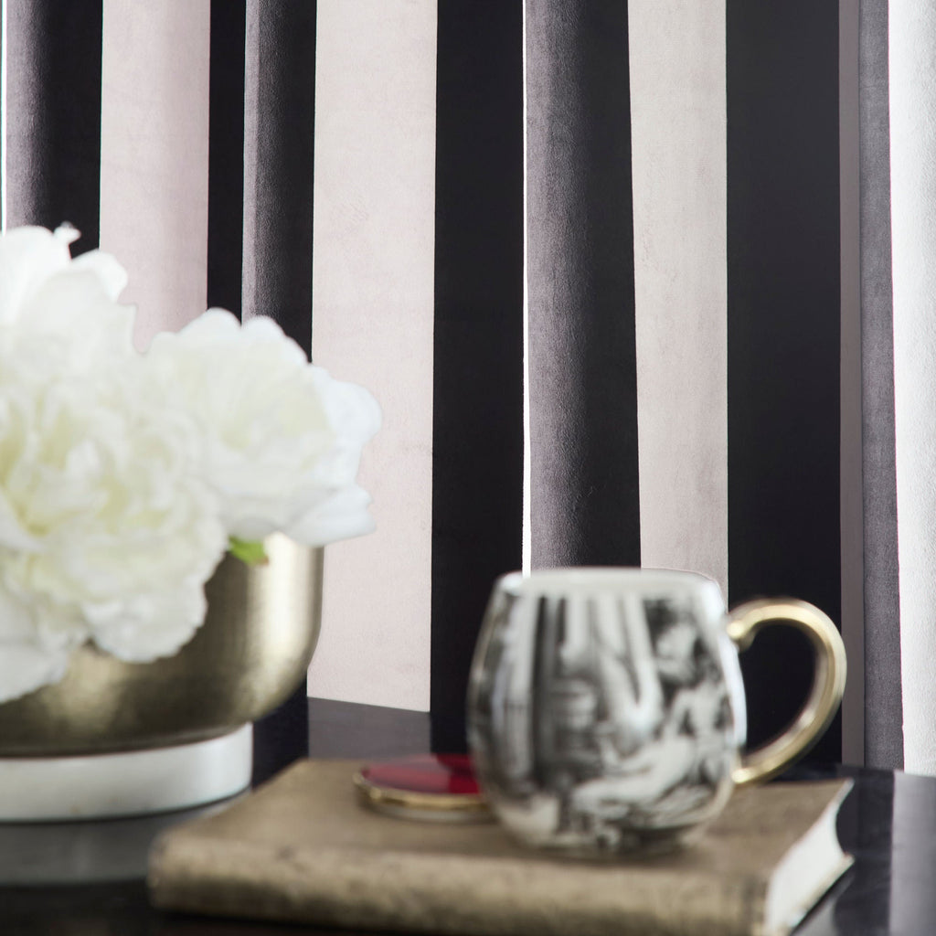 Rideaux à œillets rayés Festivo noirs