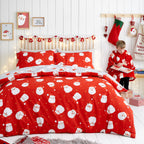 Parure de lit de Noël « Joyeux Père Noël » rouge