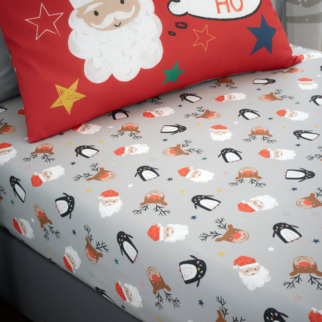 Drap-housse rouge Ho Ho Ho Christmas de 25 cm de profondeur