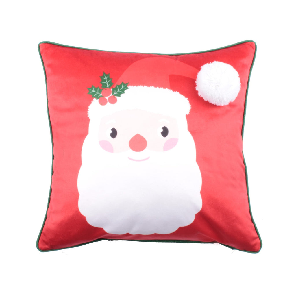 Coussin de Noël Père Noël joyeux rouge 43 x 43 cm