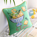Coussin d'extérieur motif coupe de citrons multicolore 43 x 43 cm