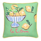 Coussin d'extérieur motif coupe de citrons multicolore 43 x 43 cm