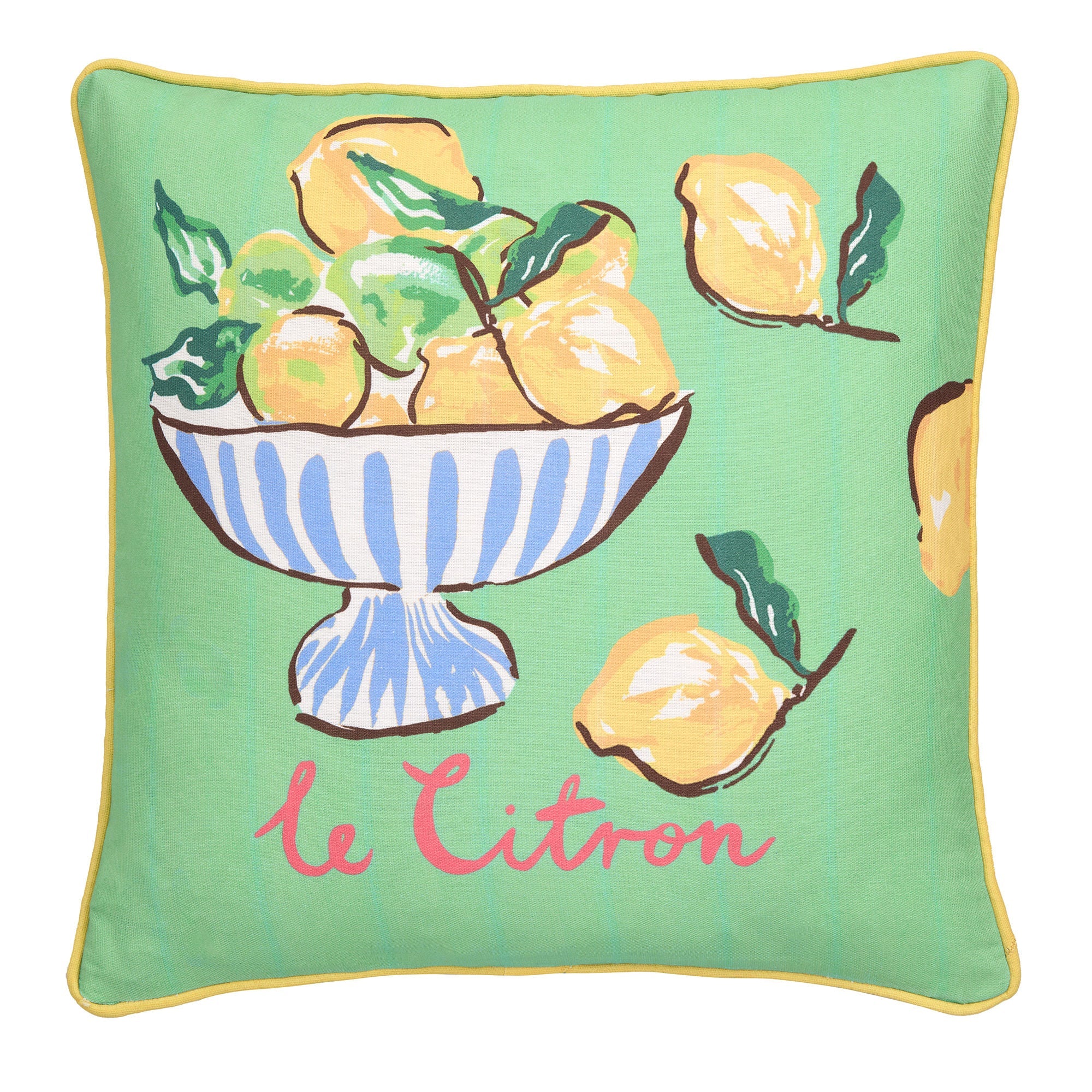 Coussin d'extérieur motif coupe de citrons multicolore 43 x 43 cm