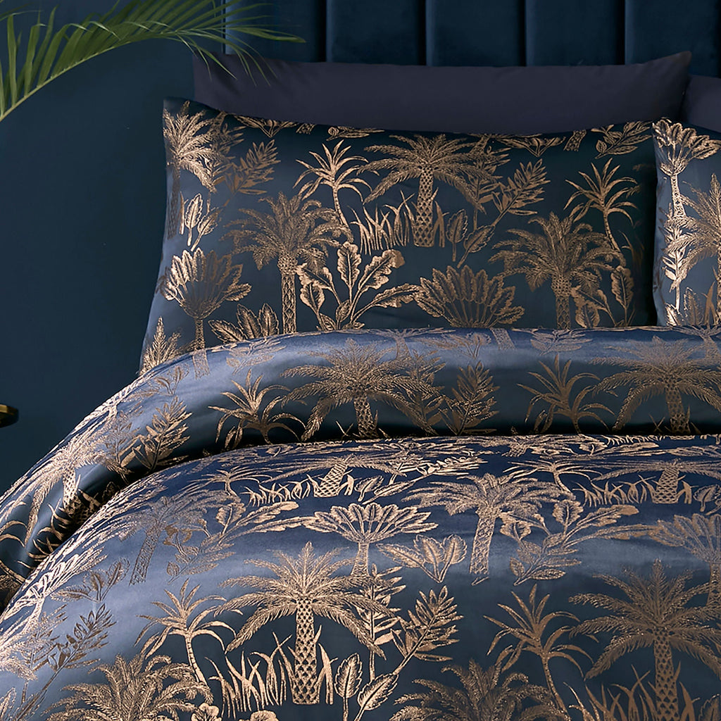 Parure de lit Midnight Palm bleu marine