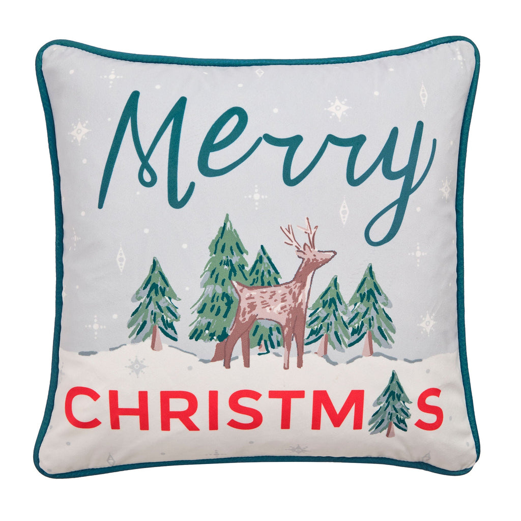 Coussin Cerf Joyeux Noël vert 43 x 43 cm