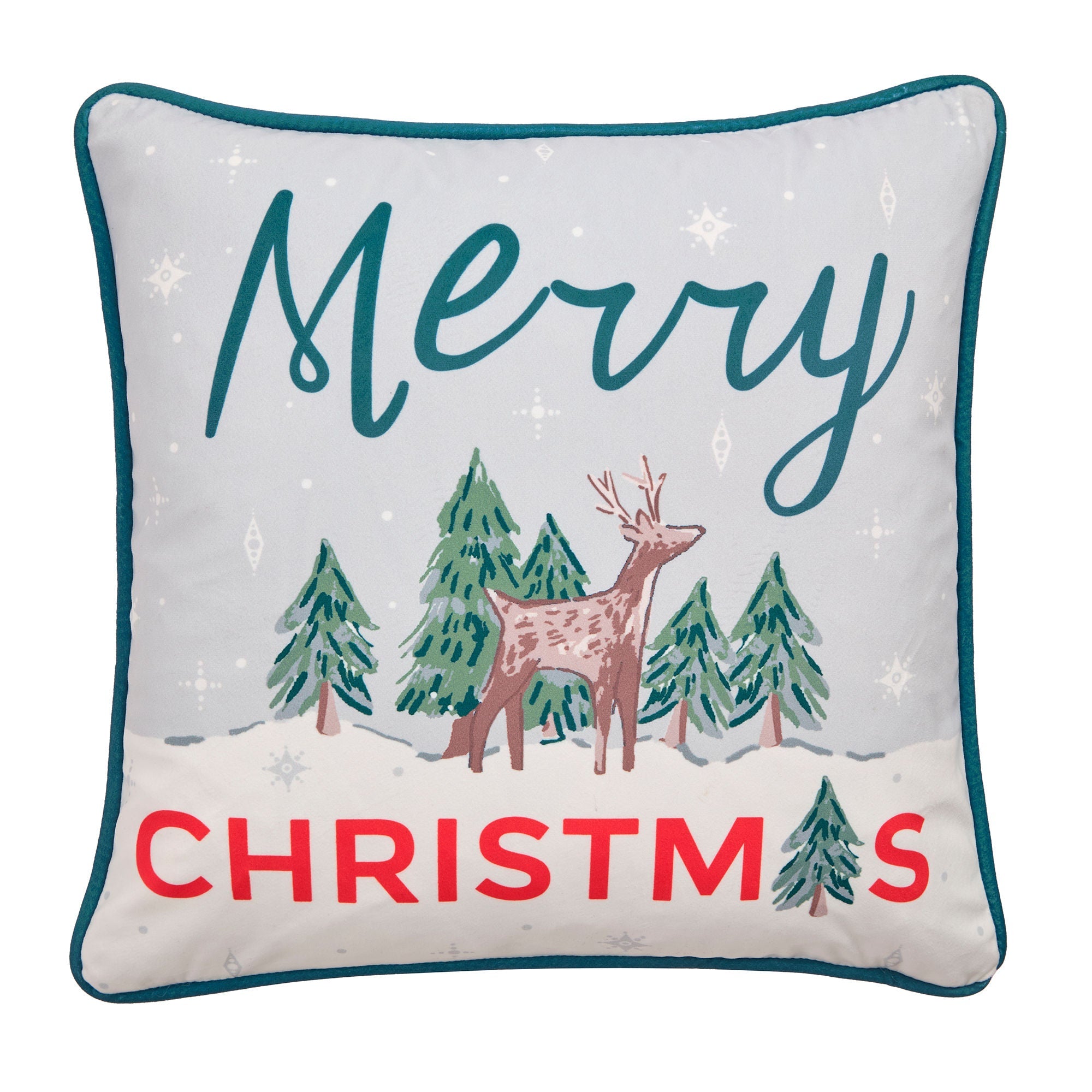Coussin Cerf Joyeux Noël vert 43 x 43 cm