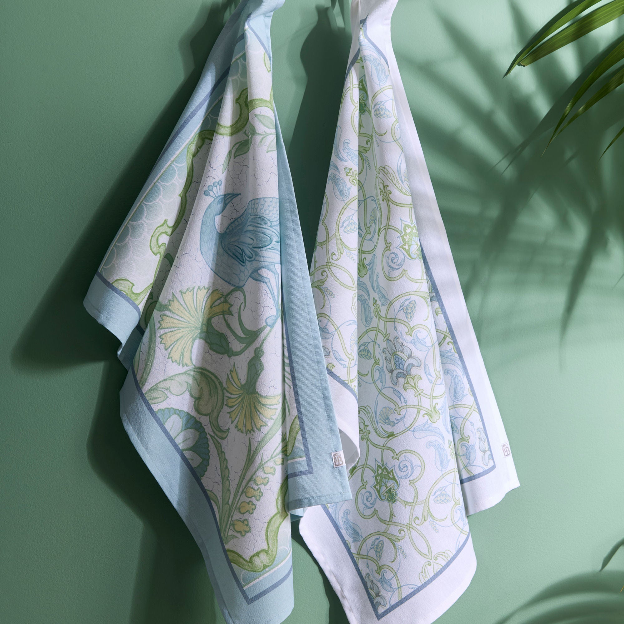 Lot de 2 torchons en coton Palm Court, couleur verte