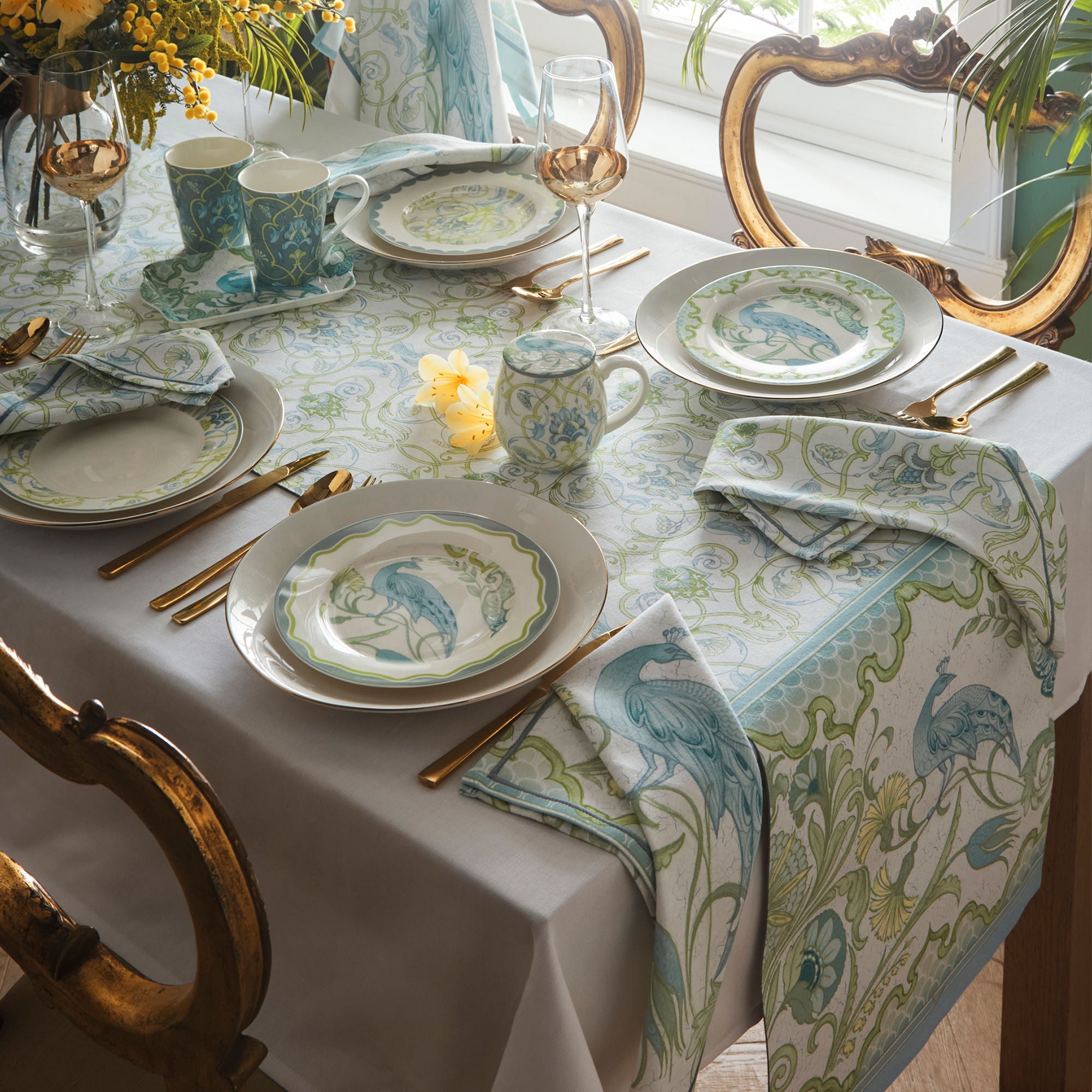 Ensemble tasse et plateau Palm Court multicolore