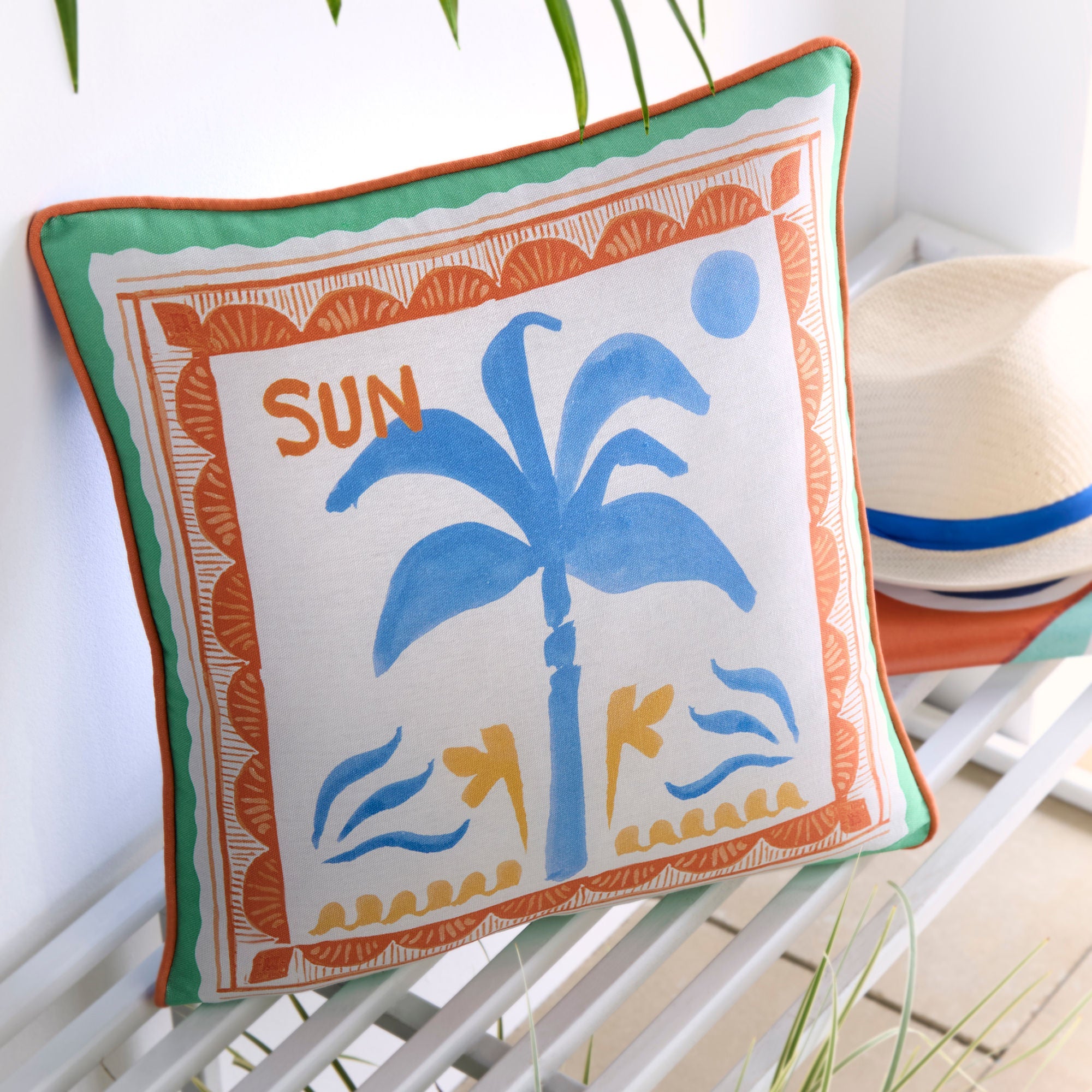 Coussin d'extérieur Soleil Palm multicolore 43 x 43 cm
