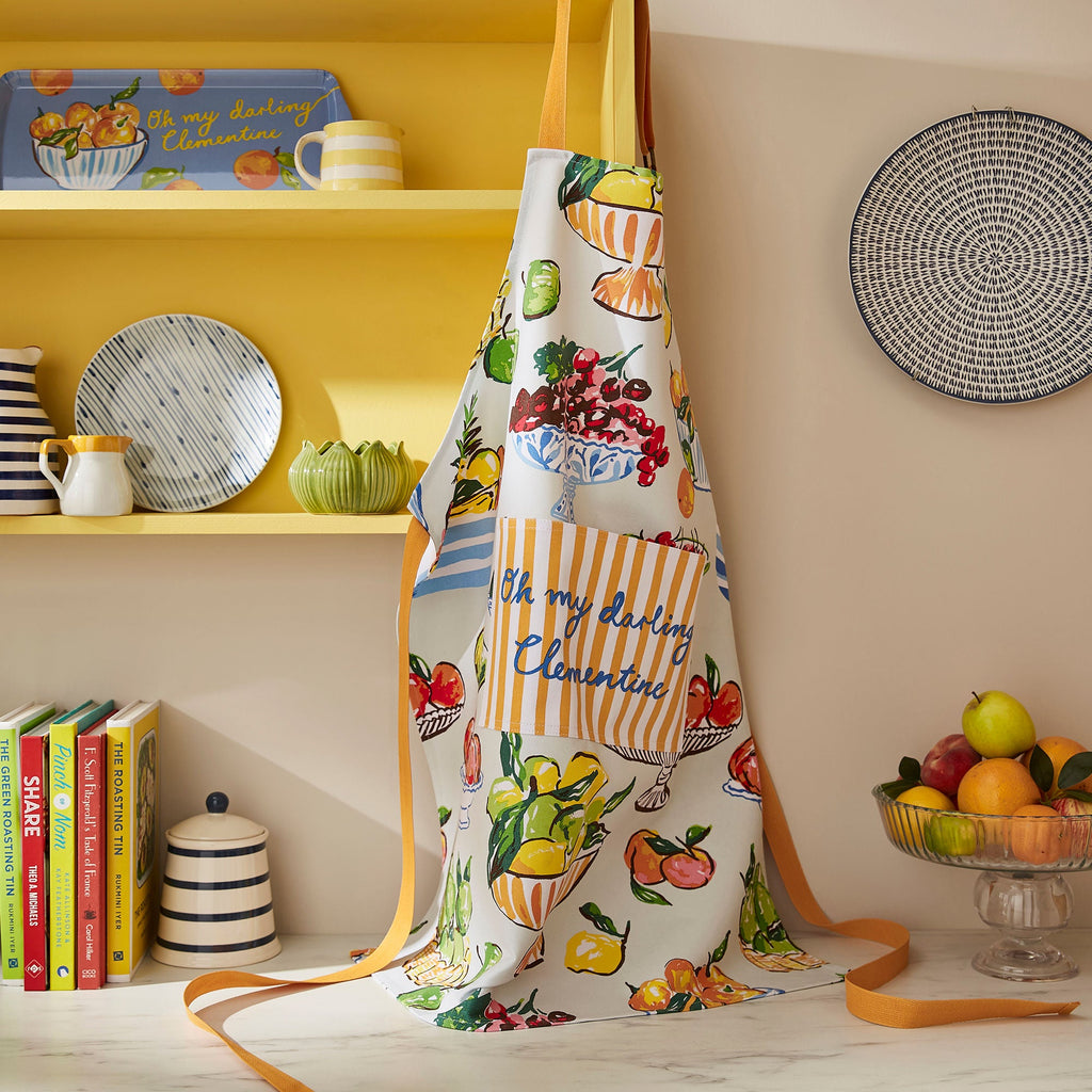 Tablier en coton multicolore à motif fruits d'été