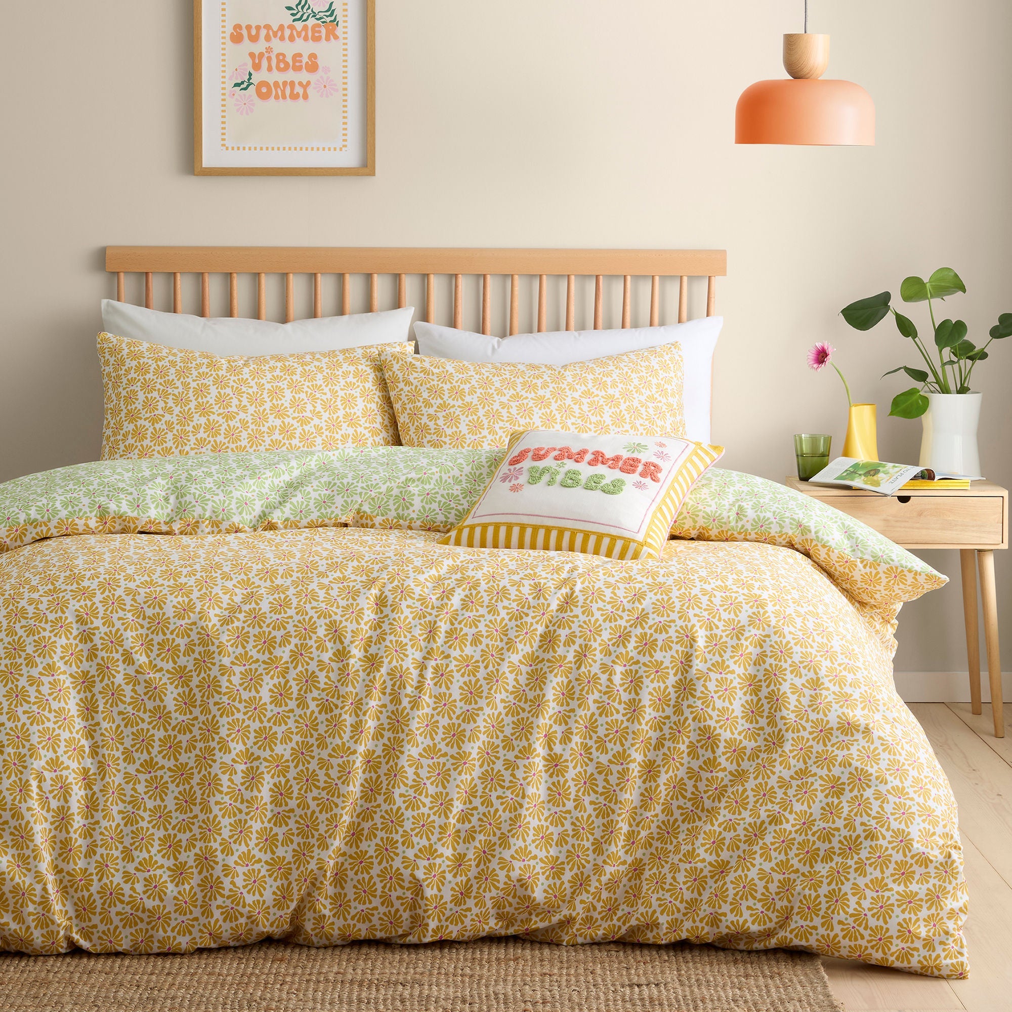 Coussin à slogan « Ambiance estivale » multicolore 43 x 43 cm